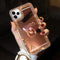 LUVI Bling Diamond Glitter Mirror Case for iPhone 12/iPhone 12 Pro 6.1 inch with Bear Ring Holder Kickstand, Rose Gold