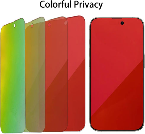 2 Pack Anti-Spy Tempered Glass Screen Protector for iPhone 14 Pro Max - 6.7" Anti-Blue Privacy Film, Gradient Colorful