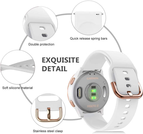 Bands Compatible with Garmin Vivoactive 4S/Venu 2S/Venu 3S, 18mm Quick Release Soft Silicone Strap
