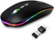 HOTLIFE Slim Rechargeable LED Wireless Mouse, Portable USB Optical 2.4G Bluetooth Computer Mice with Type C Adapter