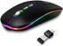 HOTLIFE Slim Rechargeable LED Wireless Mouse, Portable USB Optical 2.4G Bluetooth Computer Mice with Type C Adapter