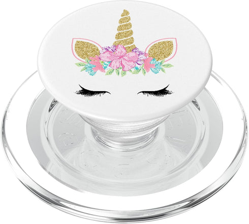Cute Floral Unicorn Face on White, PopSockets PopGrip, Swappable Grip for Phones & Tablets, MagSafe for iPhone