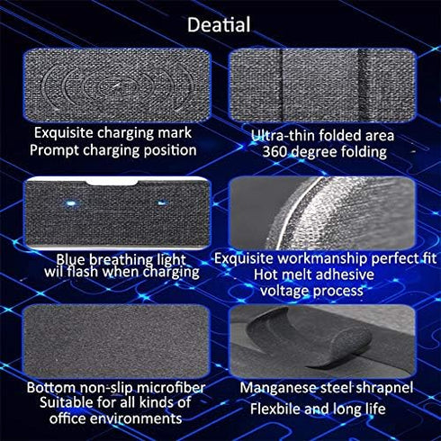 Mouse Pad with Wireless Charger - Qi Certified 15W Fast Charging Pad for Samsung iPhone & All QI Enable Devices