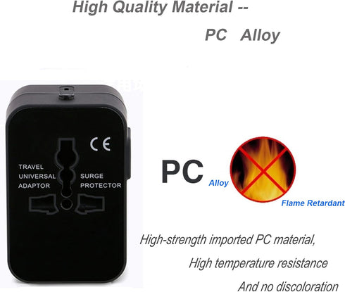 Premium Travel Adapter, Portable Universal Worldwide Power Adapter, European Travel Plug Adapter with Dual USB Charging