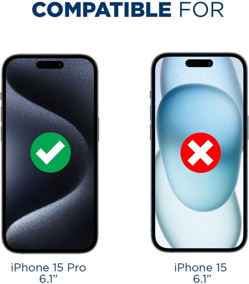 Tech Armor Screen Protector for iPhone 15 Pro 6.1 inch - Ballistic Tempered Glass, Case Friendly, Sensor Protection, HD, 9H Hardness, 3 Pack + Bonus Camera Lens Protectors