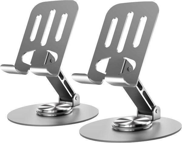 2PCS Cell Phone Stand, Multi-Angle Adjustable 360° Rotation, Non-Slip Metal Stand for iPhone & Android Smartphone