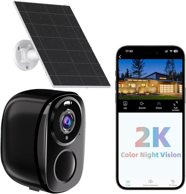 Security Cameras Wireless Outdoor, Battery Powered with IP65 Waterproof, Two-Way Audio, Color Night Vision, No