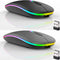 Guiheng 2 Pack Wireless Bluetooth Mouse,LED Dual Mode Rechargeable Silent Slim Laptop Mouse,Portable(BT5.2+USB