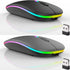 Guiheng 2 Pack Wireless Bluetooth Mouse,LED Dual Mode Rechargeable Silent Slim Laptop Mouse,Portable(BT5.2+USB