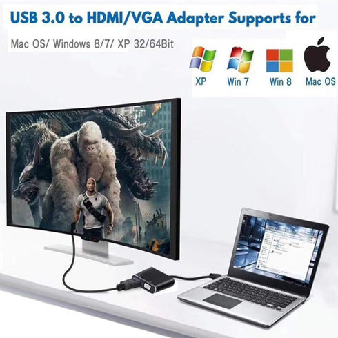 TIMEJONS 3.0 4K@30hz, 2 1080P USB A to HDMI Adapter for Windows HDMI & VGA Splitter Hub for Monitors Large Screen