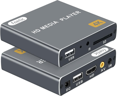 fnetic 4K Ultra HD Digital Media Player for USB Drives/SD Cards, Digital Signage,