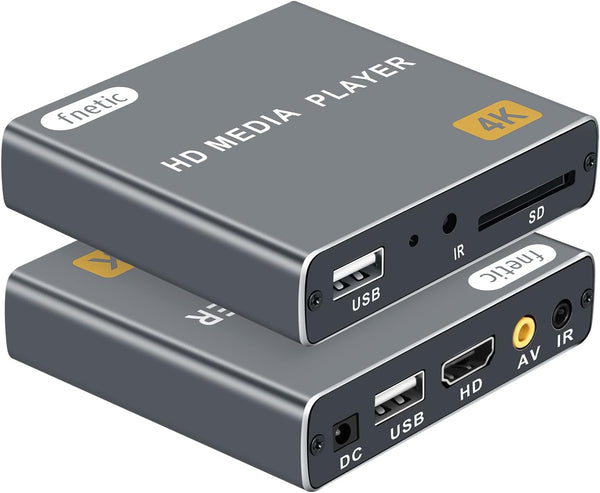 fnetic 4K Ultra HD Digital Media Player for USB Drives/SD Cards, Digital Signage,