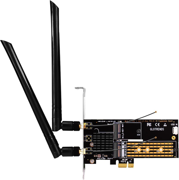 GLOTRENDS 2 in 1 M.2 Wireless Adapter and NVMe SSD Adapter, PCIE X1 Interface (PA09-X1-WL)