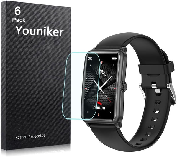 6 Pack Compatible with FITVII H86 1.57 inch Fitness Tracker Screen Protector Film, Crystal Clear HD Anti-Scratch