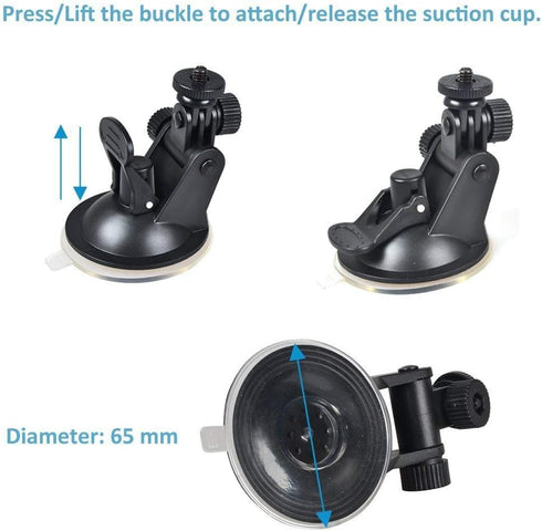 Car Windscreen GPS Suction Cup Mount for Windshield Dash Cam Camera Camcorder Bracket Holder Stand and Lanyard for All GoPros, SJCAM, GeekPro, Xiaomi Yi, 4K and Micro SLR