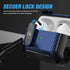 Valkit Airpods Pro Case with Lock Clip, Carbon Fiber Texture Cover with Keychain for Men Women, Black/Blue