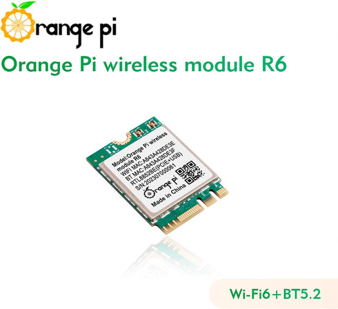 5 Plus WiFi 6 Module Wireless Card, 1201Mbps PCIe Wi-Fi6+BT5.2, Wireless Module R6 for Orange Pi 5 Plus Single Board