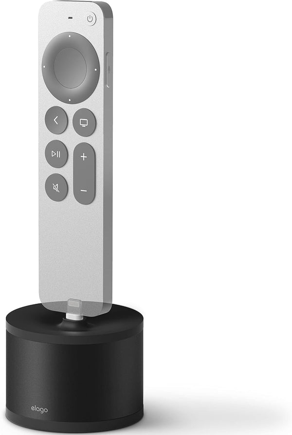 elago D Stand Charging Station - Premium Aluminum Dock for Apple TV Remote, iPhone & More (Black) - Cable Required