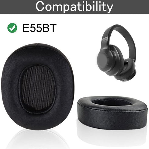 Replacement Ear Pads Compatible with E55BT Headphones Ear Pads Headset Ear Pads Protein PU Leather Ear Pads Repair Parts(Black)