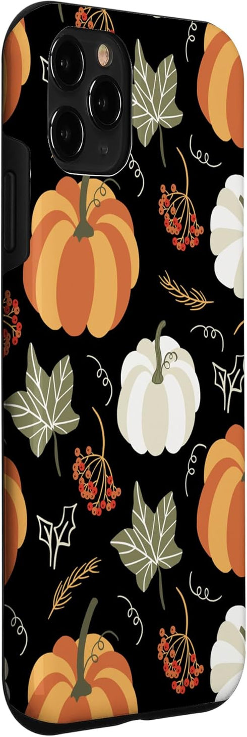 iPhone 11 Pro Case - Autumn Falling Leaves and Pumpkin Spice Harvest, Happy Fall Design