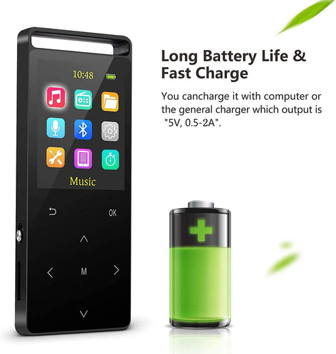 MP3 Player 64GB with Bluetooth, Sport Armband, FM Record, HiFi, Multifunction, Metal Shell