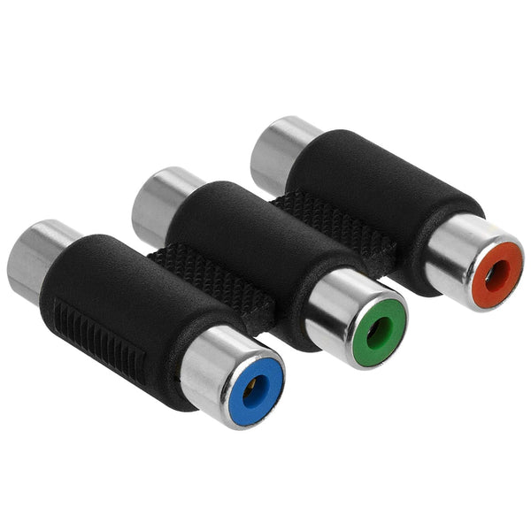 Cmple - 3 RCA Female to Female Coupler, Triple Jack Adapter for Audio Video Cable Extender