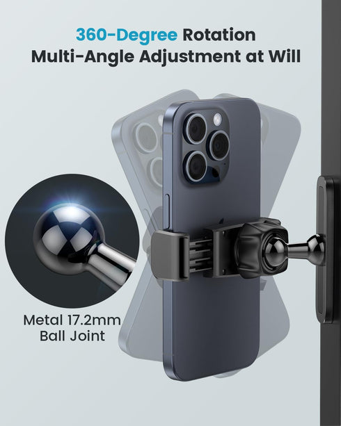 APPS2Car Gym Magnetic Phone Holder, 360 Adjustable, Compatible with 4.7-6.5" Smartphones, Alloy Base, Black