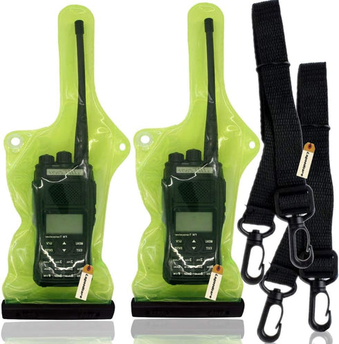Lsgoodcare 5Pcs Portable Two Way Radio Waterproof Bag, Compatible with Motorola Kenwood Walkie Talkie Radio (Green)