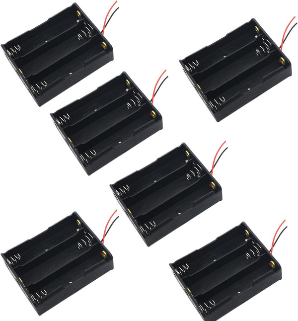 18650 Battery Holder - 6 Pcs 3 18650 Black Battery Box with Wires for DIY Electronic Circuit Projects