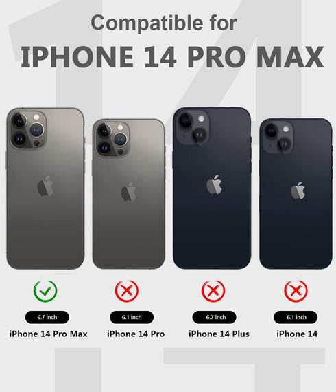 iPhone 14 Pro Max Waterproof Case, Shockproof Dustproof with Screen Protector, Full Body Protective Case, Black, 6.7