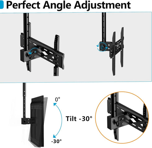 GLWIXY 26-68 inch 99lbs 400x400mm TV Ceiling Mount for Flat Screen Fits Most LCD LED OLED TVs Monitor Pole Mount up