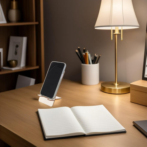 Ipetboom 10pcs Wooden Phone Stand: Desk Phone Holder - Portable Mobile Stand for Office and Home - Wood Tablet Holder