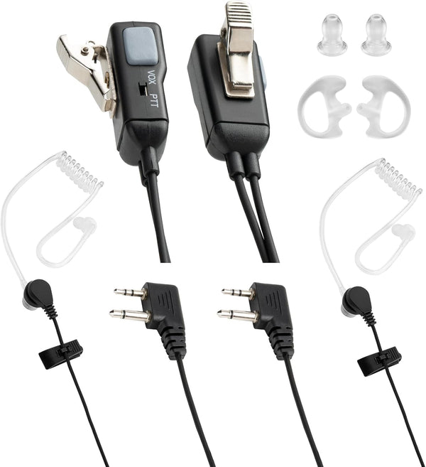 Single-Wire Walkie Talkie Earpiece for Midland GXT LXT Radio with PTT Mic Transparent Air Acoustic Tube