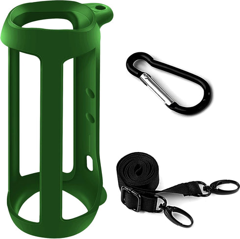 Silicone Gel Soft Skin Cover for JBL FLIP 5 Waterproof Portable Bluetooth Speaker, Travel Carry Pouch with Strap (Green)