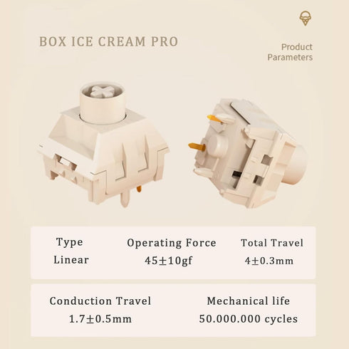 Kailh Box Ice Cream Pro Linear Switch, 5-pin 45gf Pre-Lubricated Dust and Water Resistant Mechanical Keyboard Switch