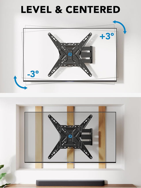 Pipishell Full Motion TV Wall Mount for 26-60 inch TVs, Swivel Tilt Extension, Holds up to 77 lbs