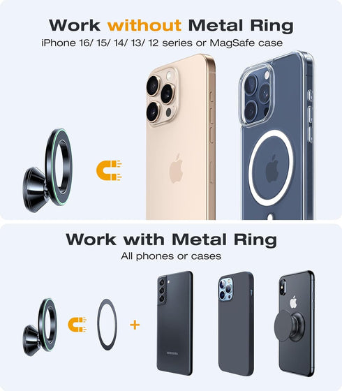 VICSEED Magnetic Car Mount for MagSafe Dashboard, 360 Rotatable Phone Holder for iPhone 16 Pro Max 15 14 13 12 Plus Mini