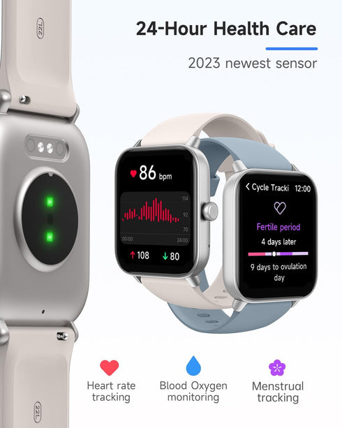 Smart Watch for Women with Alexa, 1.8" IP68 Fitness Tracker, Heart Rate/Sleep Tracker, Compatible with Android & iOS