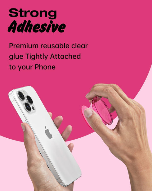 Svanove Adhesive Phone Grip Stand, Cute Silicone Clear Stick on Phone Grip Holder Collapsible Kickstand for iPhone