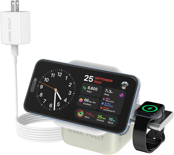 3 in-1 Magnetic Charger Stand - 15W Fast Charging for Apple Devices, Compatible with Phone, AirPods 3/2/pro, iWatch