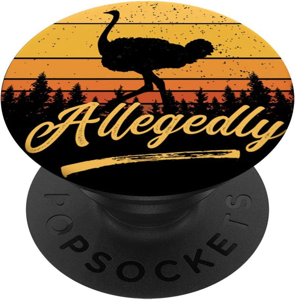 Allegedly Ostrich Flightless Bird Retro Sunset PopSockets PopGrip: Swappable Grip for Phones & Tablets