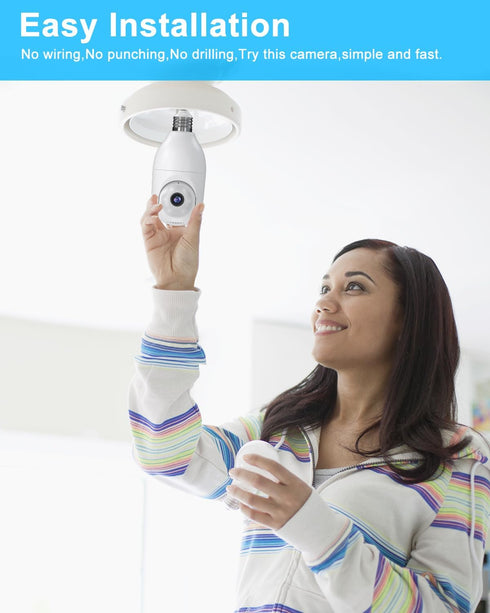 Security Camera Wireless Outdoor, 2K HD Home Security Cameras, 2.4G WIFI, 360° View, Motion Detection, Night Vision