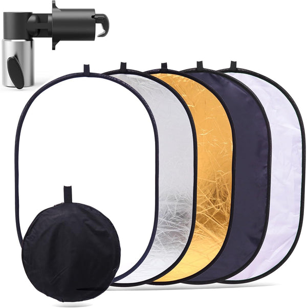 Konseen 5 in 1 Camera Lighting Reflector/Diffuser with Clip, 40"x 60"/100 x 150CM, Portable Multi-Disc for Photography