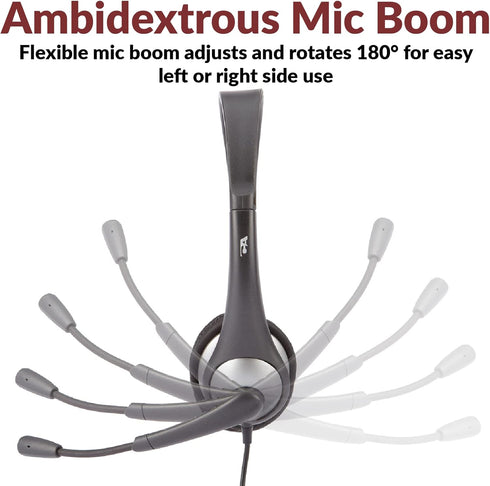 Cyber Acoustics AC-204 Stereo Headset, 3.5mm with Y-Adapter for Home & K12 Classroom Education.