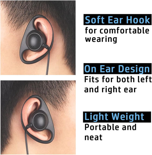 2X D-Style Earpiece Headset Mic PTT Compatible with Motorola All Talkabout 2 Way Radio T100 T200 T210 T260 T270 T380 T402 T460 T465 T470 T475 T480 T600 T800 T801 2.5mm Plug