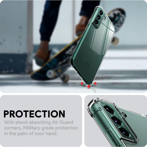 KIOMY Samsung Galaxy S22 5G Case, Shockproof Bumper Protective Cover with Airbags Corners Hybrid Design (Clear)