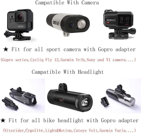 Bike Out Front Combo Mount for Garmin Edge, Wahoo Elemnt & Bolt, Universal Computer Mount for Gopro