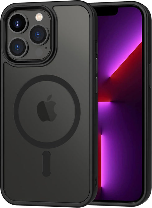 CACOE iPhone 13 Pro Magnetic Case 6.1" - Shockproof, Anti-Fingerprint, MagSafe Compatible, Matte Black TPU Cover.