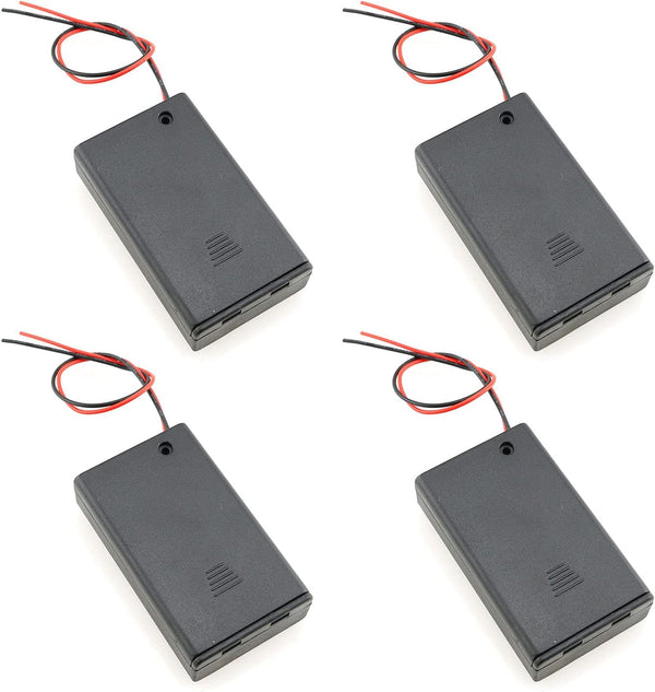 E-outstanding 4PCS AAA Battery Case Holder, 3 Slots x 1.5V with ON/Off Switch and Wire Leads