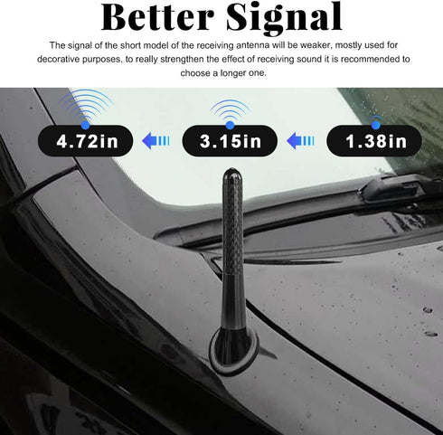 Sylvil 3.15" Car Short Antenna, Aluminum Radio Antennas Replacement, Carbon Fiber Antenna Kit with Screws, AM/FM Roof